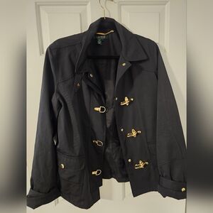 Ralph Lauren Gold Toggle Black Rain Jacket